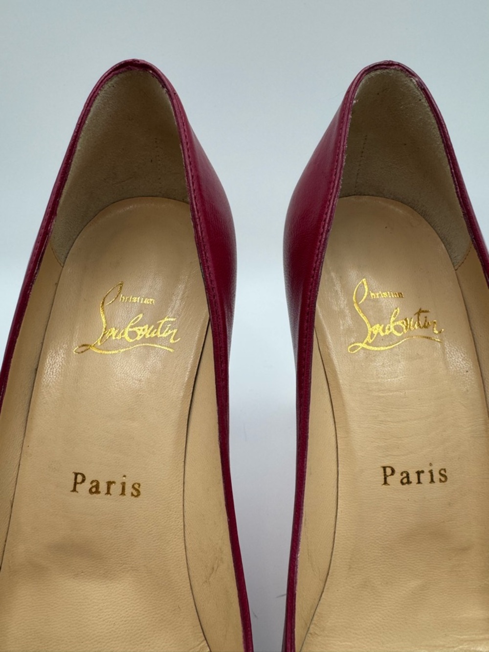 Christian Louboutin Very Privé 100 Peep-Toe Pump | Berry Leather | Size 37.5 - Picture 8 of 8